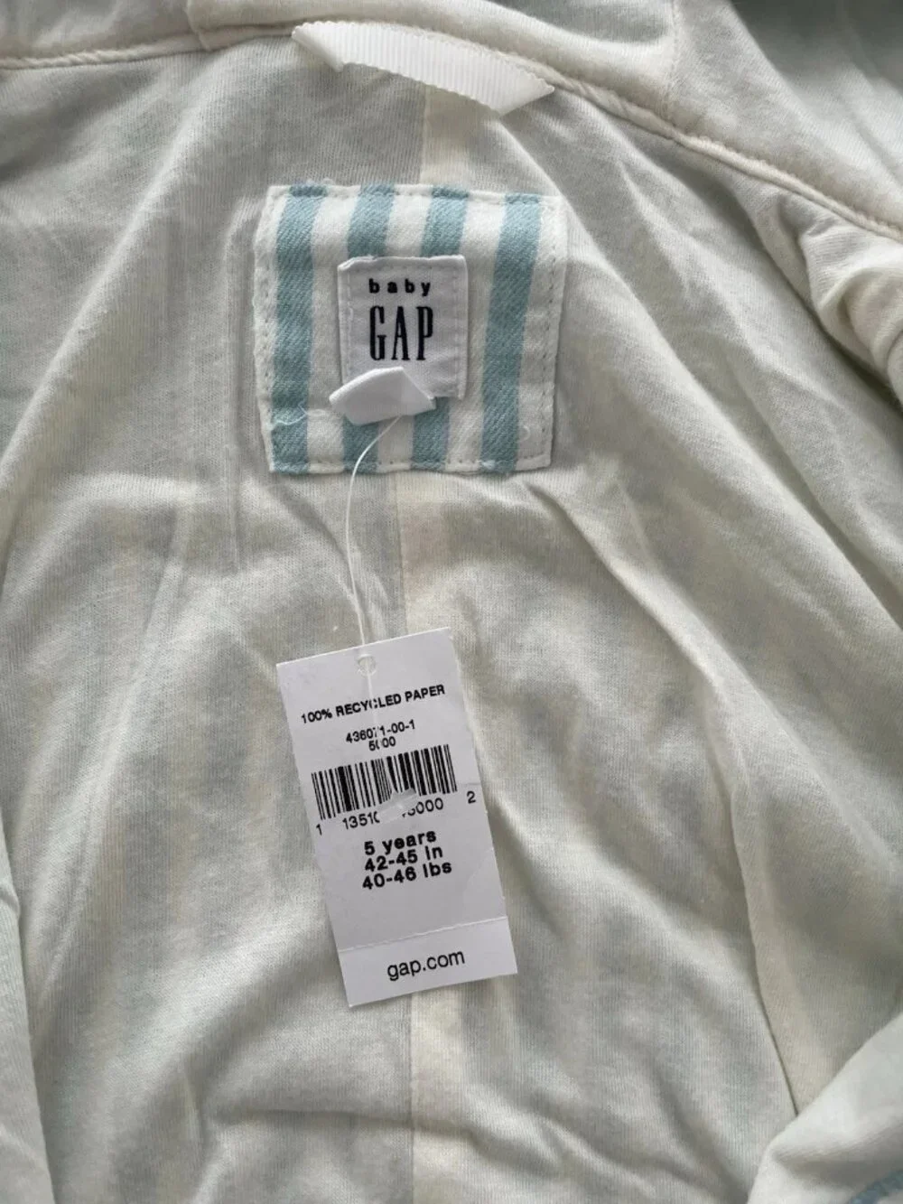 SALE! NWT GAP Kids Hooded Jacket Light Blue Stripes Size 5T